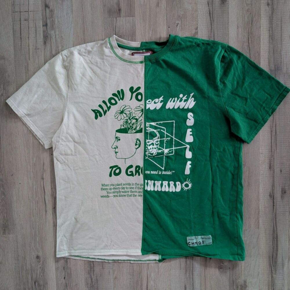 CHNGE Green and Cream Change Growth Short Sleeve T-shirt, 2XL (A8)